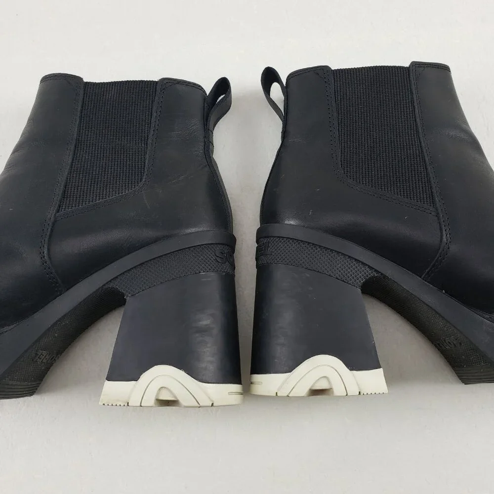 Sorel Brex Chelsea Ankle Boot Womens 8 Black Leather Pull On Waterproof Block - Picture 11 of 13